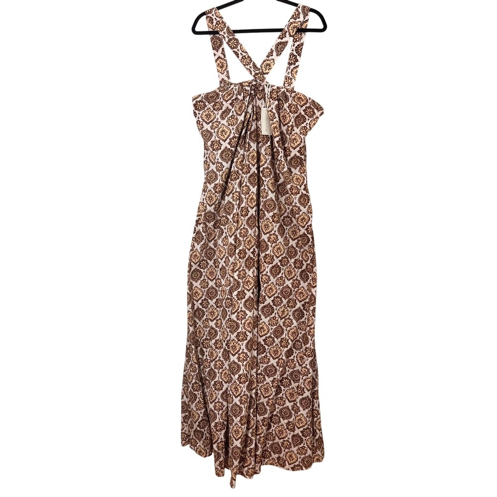 Brown Printed Tie-Back Maxi Tunic